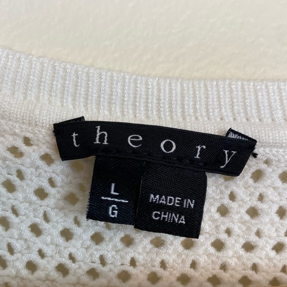 THEORY MESH POINTELLE HEAVY KNIT SHORT SLEEVE BLOUSE TOP - Picture 2 of 7